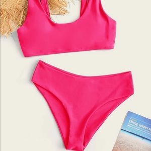 Pink high waisted bikini